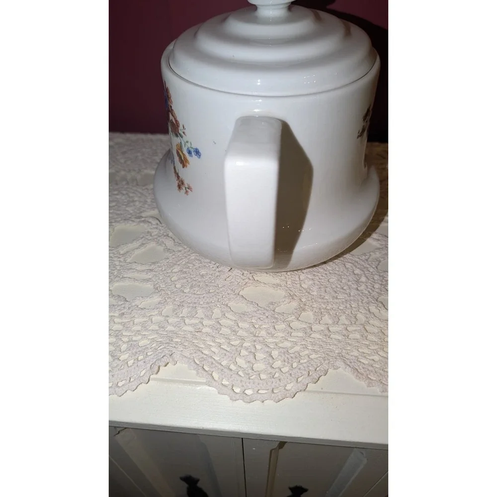 Vintage‎ ceramic Teapot / Coffee Pot Drip-o-lator Floral Flower White MCM 50's
